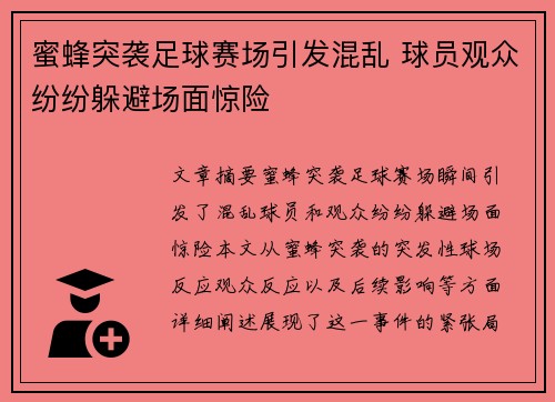 蜜蜂突袭足球赛场引发混乱 球员观众纷纷躲避场面惊险