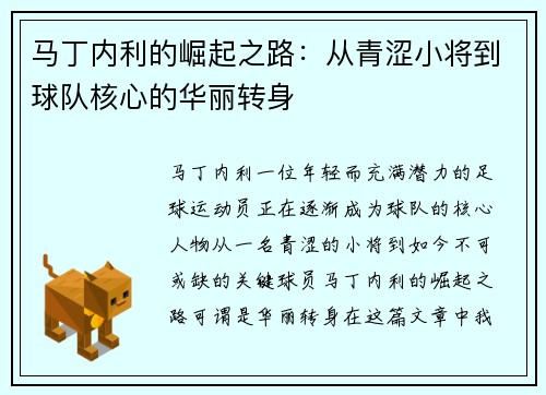 马丁内利的崛起之路：从青涩小将到球队核心的华丽转身